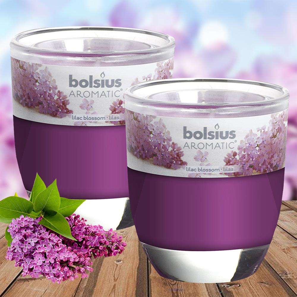 Combo 2 ly nến thơm Bolsius nhập khẩu Châu Âu Lilac Blossom 105g - hoa tử đinh hương