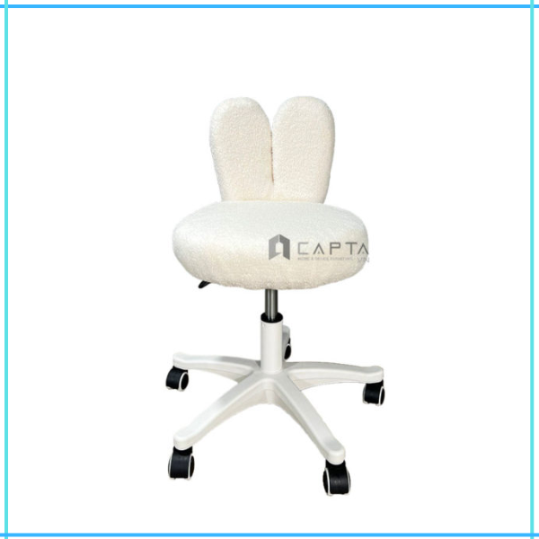 Ghế xoay trang điểm bọc nệm vải lông cừu cao cấp tựa lưng tai thỏ chân tăng giảm CE1019-F - Cute rabbit make up chair