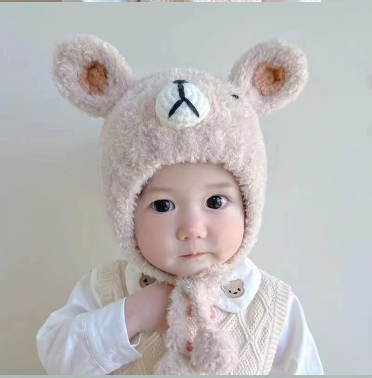 Mũ len Gấu xù lông nhắm mắt MS02 cho bé từ 6 tháng đến 2 tuổi mẫu mới cực xinh