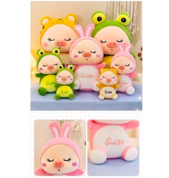 Thú nhồi bông heo Smile - Size từ 45cm đến 65cm - Quà tặng heo Smile nhồi bông dễ thương - Gối ôm mềm mịn cho bé