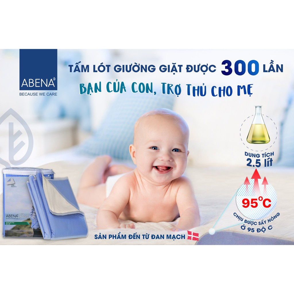 [Thấm hút 2.5 lít] Tấm lót giường giặt được 300 lần kích cỡ 85x90cm Abena Pad Nhập khẩu Đan Mạch