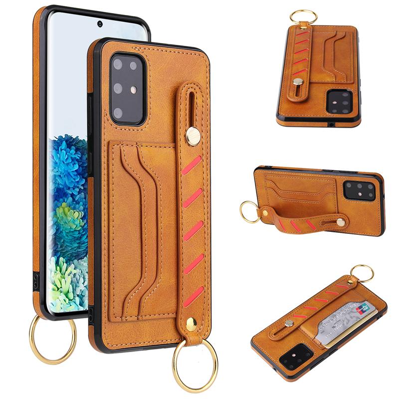 Ốp điện thoại bằng da có ngăn đựng thẻ và dây vòng tay cho SAMSUNG NOTE20 S20 FE ULTRA NOTE10 PLUS