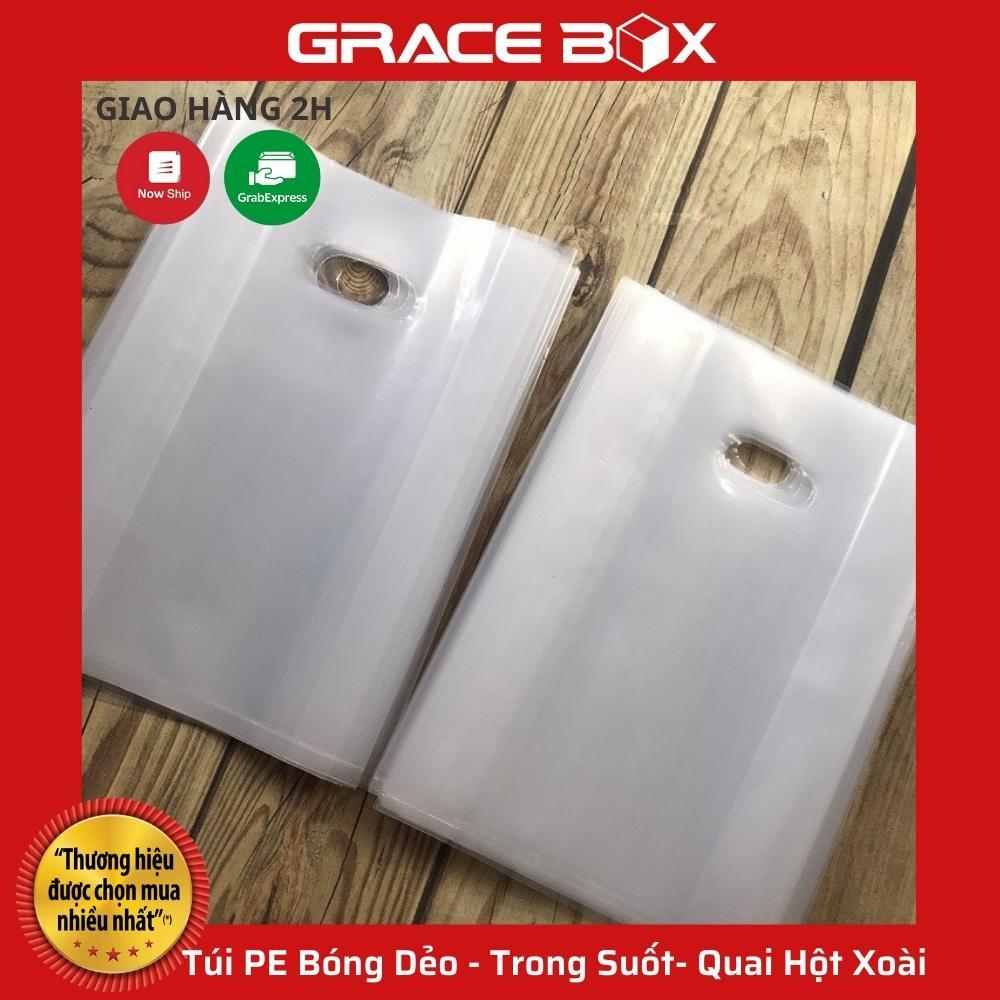 Túi PE Bóng Dẻo - Trong Suốt - Quai Hột Xoài Đựng Phụ Kiện, Quần Áo - Siêu Thị Bao Bì Grace Box