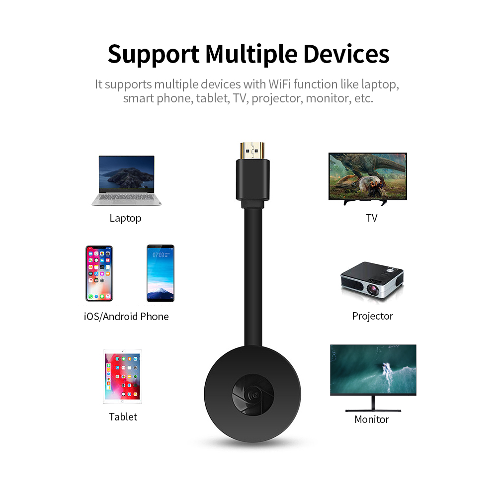 Bộ Chuyển Đổi Màn Hình Wi-Fi Không Dây Dongle HD 1080p Hỗ Trợ AIRplay / MIRacast / DLNA Cho Điện Thoại Di Động