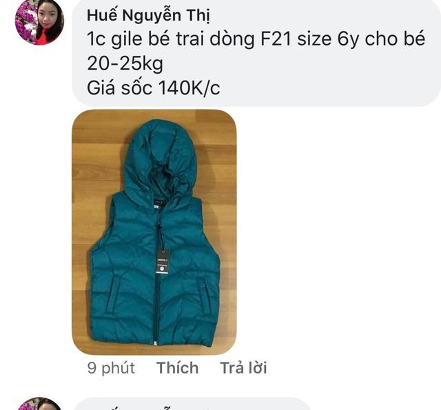 Áo Gile phao siêu nhẹ bé trai, bé gái