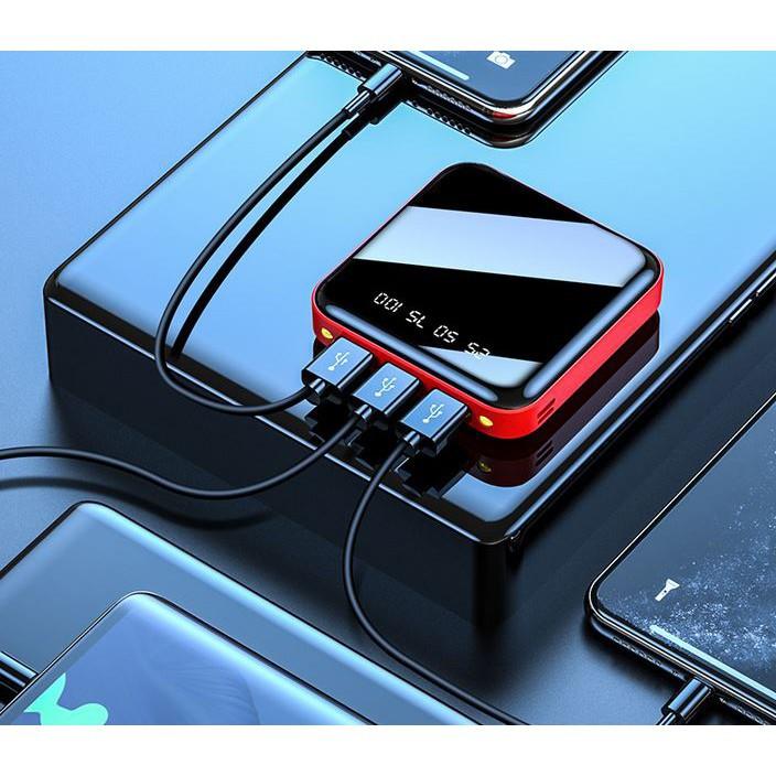 Pin sạc dự phòng mini 10.000 Mah dung lượng thực hiệu suất 99% hỗ trợ sạc nhanh 2.1A LCD hiển thị có 2 đèn lED