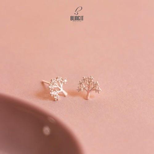 Bông tai bạc Bling it hình cây đính đá BIBT444