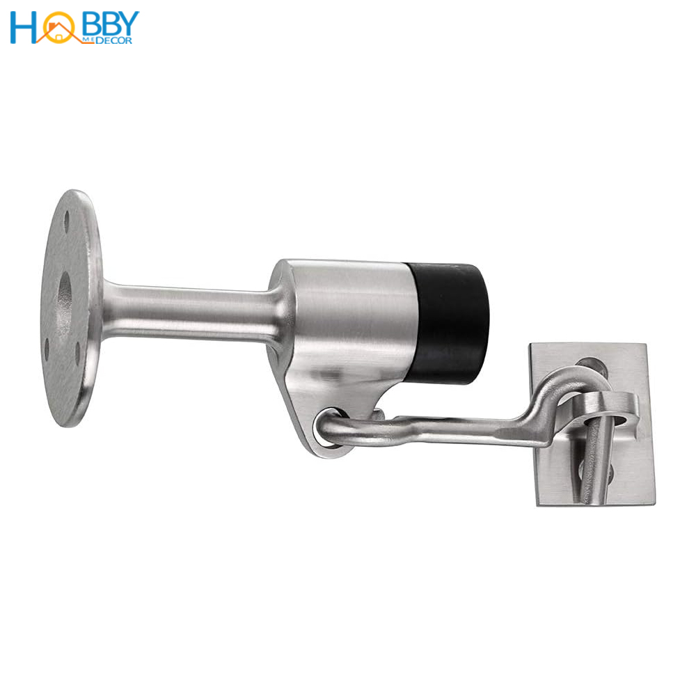 Đồ chặn cửa bảo vệ tường có móc treo giữ cửa chống gió mạnh Hobby home decor CC10 loại inox 304 gắn tường