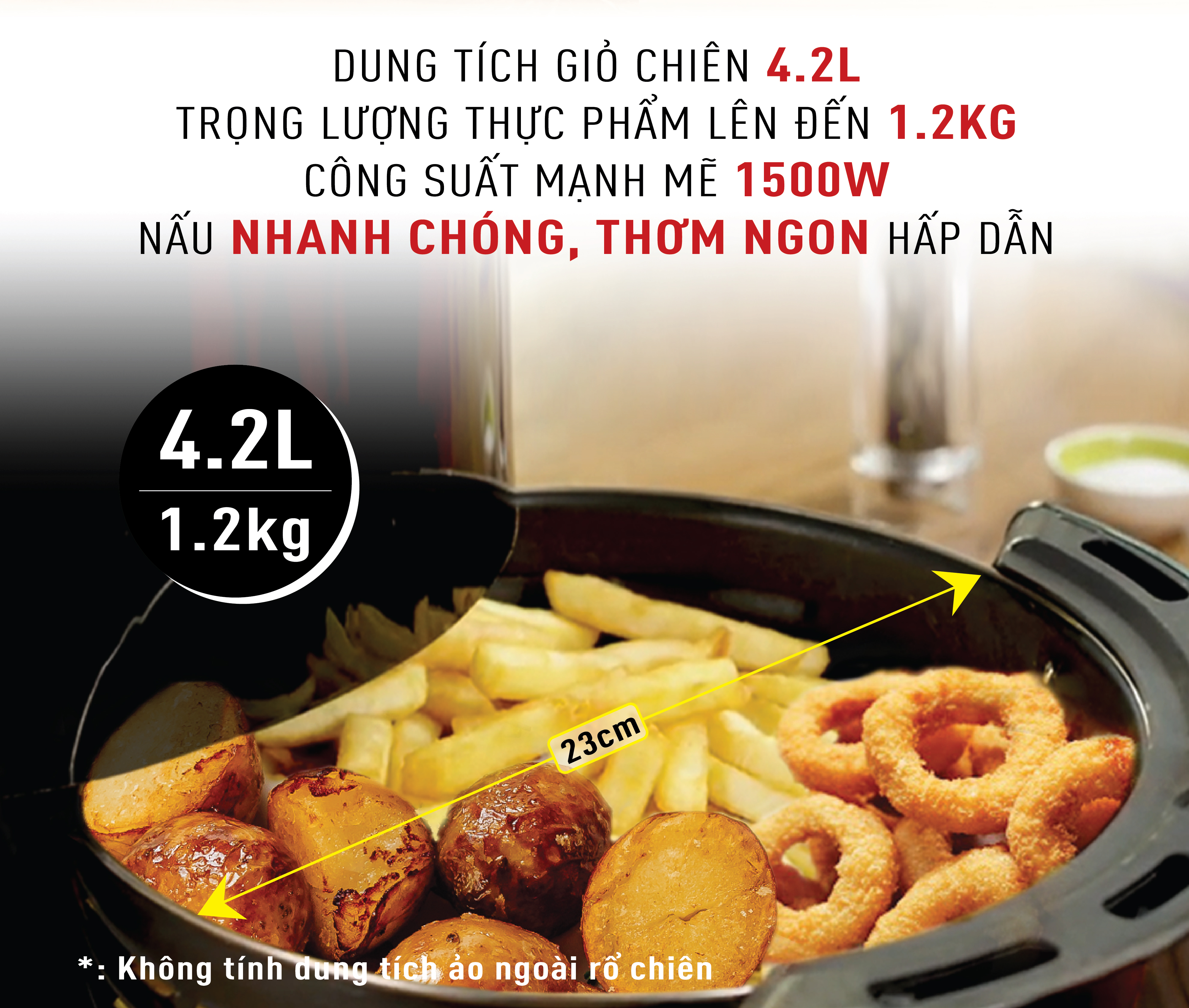 Nồi chiên không dầu cơ Tefal EY201815 giỏ chiên 4.2L/1.2kg - Hàng chính hãng