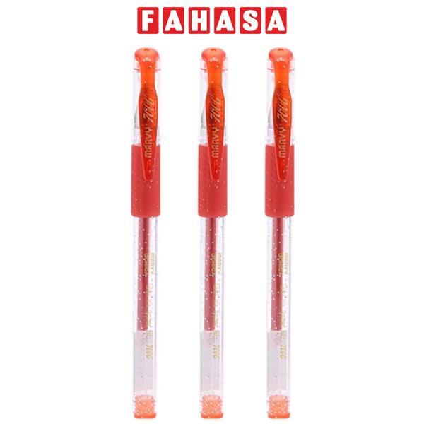 Vỉ 3 Bút Gel 0.7 mm - Marvy 700G - Glitter Red