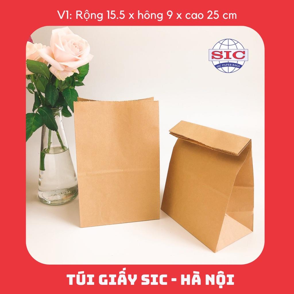 100 CHIẾC TÚI GIẤY KRAFT V1: 15.5x9x25 KHÔNG QUAI ( ẢNH THẬT)