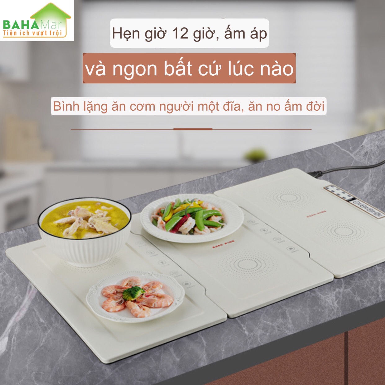 MÂM GIỮ NHIỆT THÔNG MINH HÂM NÓNG MÓN ĂN "BAHAMAR" giữ nhiệt đa năng dùng phù hợp mọi chất liệu nồi, bát, đĩa, thích hợp với nhiều loại nồi đáy phẳng chịu nhiệt cao