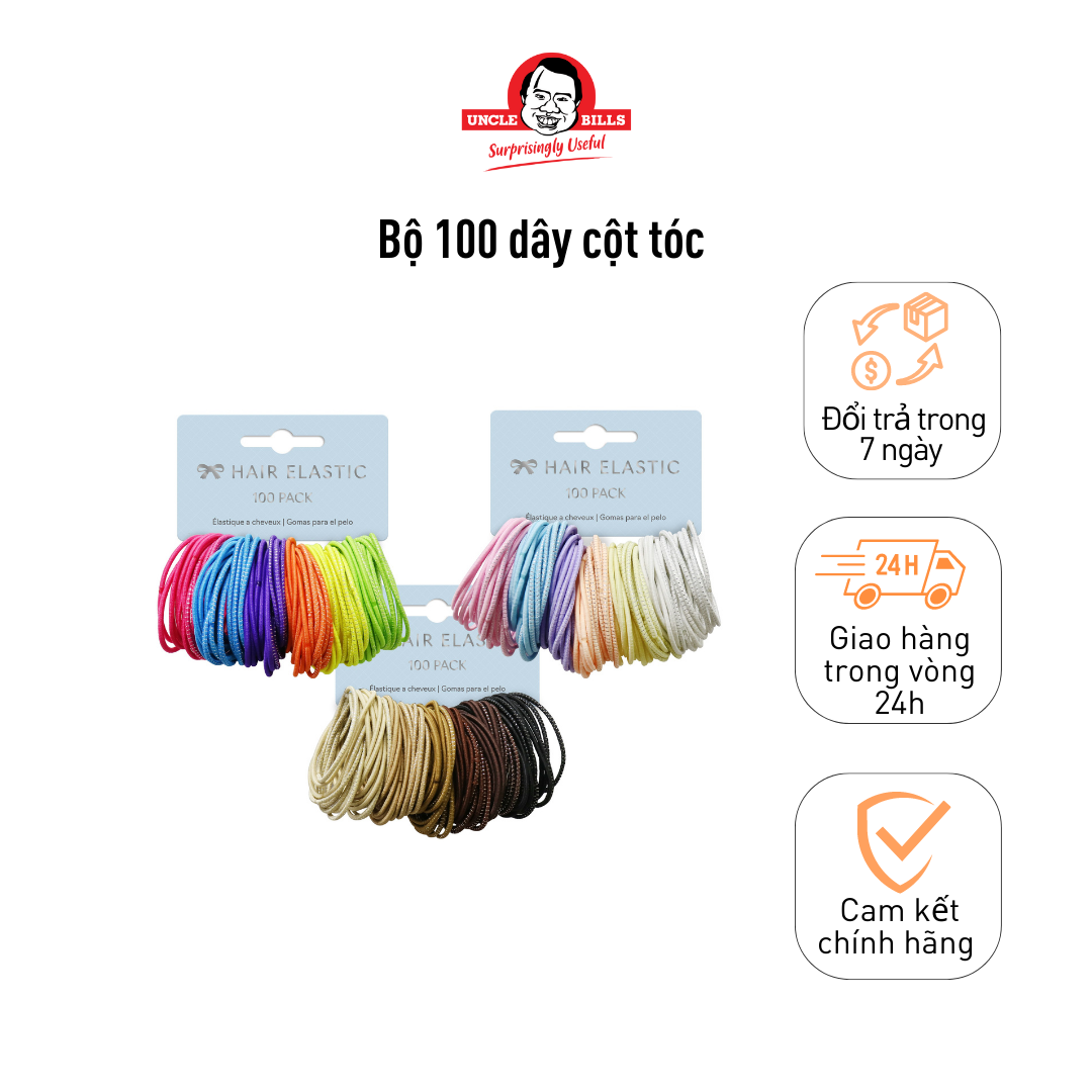 Bộ 100 Dây cột tóc Uncle Bills AH0085