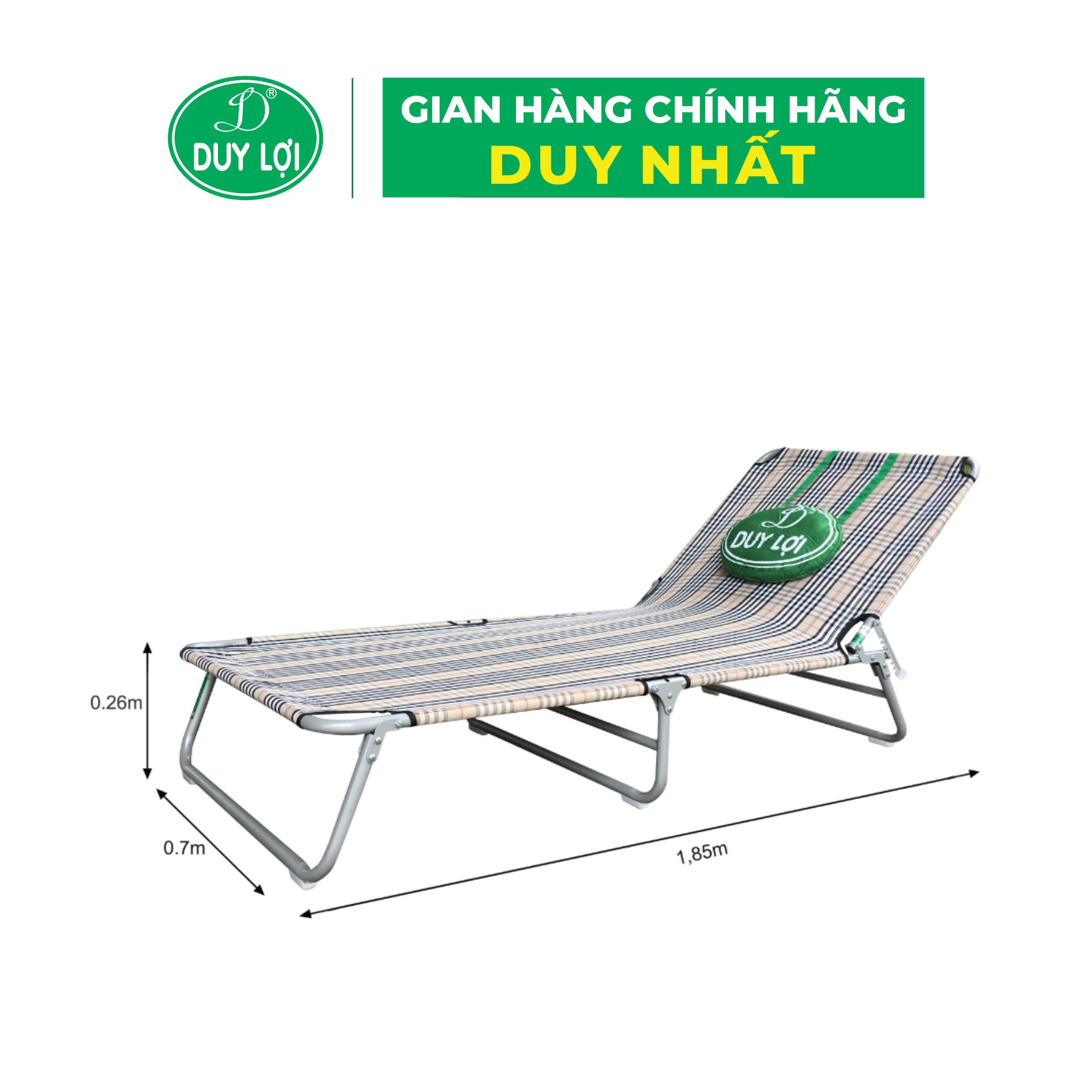 GHẾ - GIƯỜNG XẾP DUY LỢI THÉP CỠ LỚN (TẶNG 10 MÓC ÁO KÉP NHỰA CAO CẤP DUY LỢI)