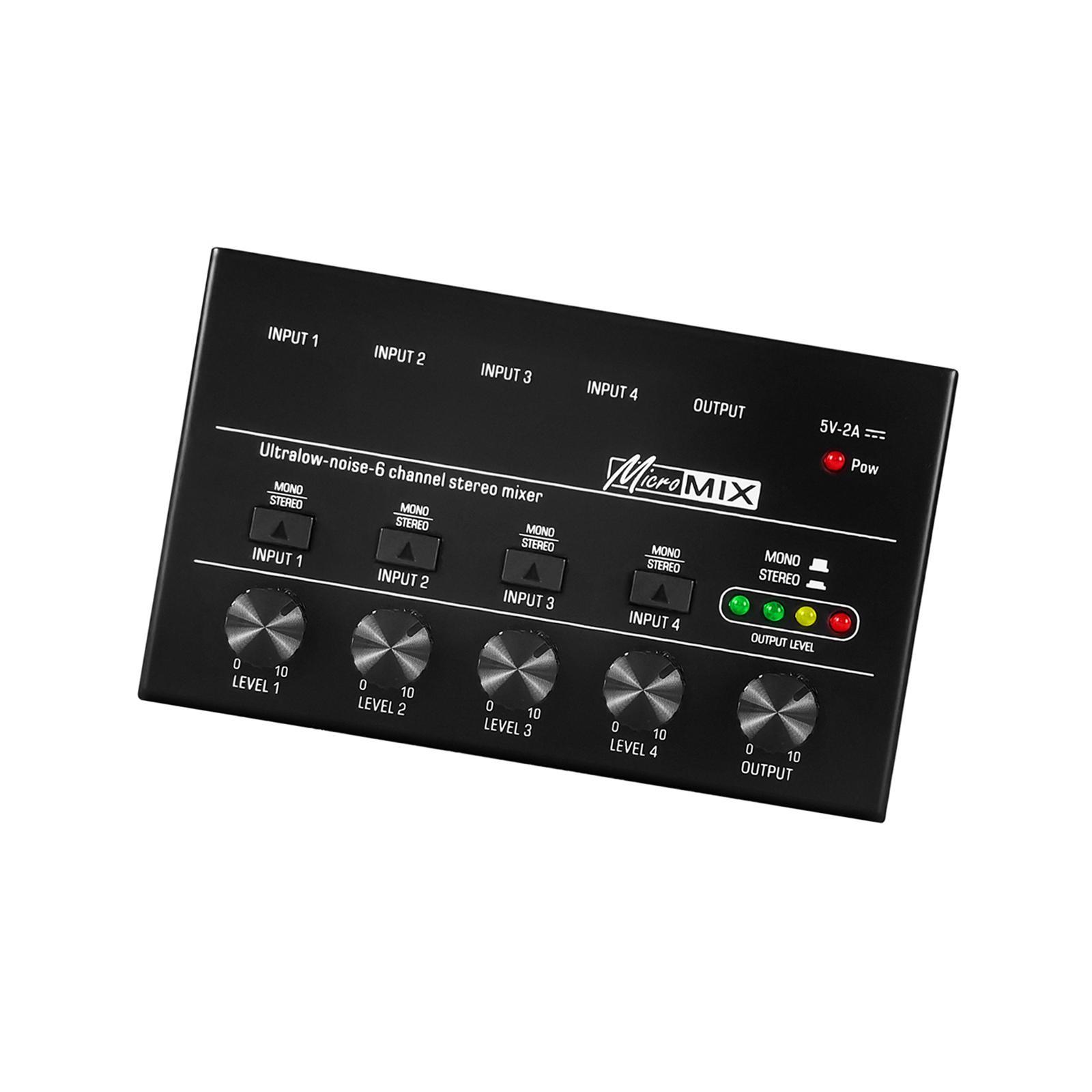 4 Channel Audio Mixer Music Recording Equipment Mini 6.3mm Equalizer Mixing Console Stereo Mixer for Club Computer Live and Studio Player
