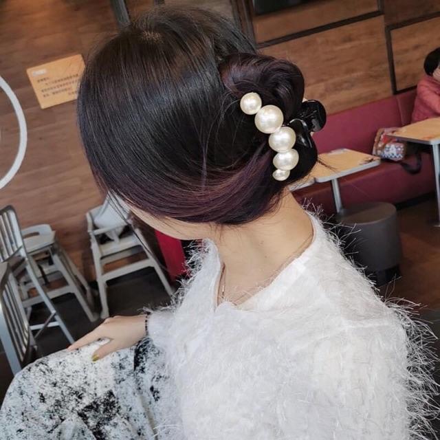 ️cặp cào cho tóc đính hạt châu màu trắng