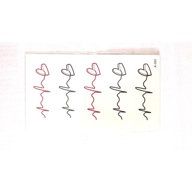 Hình xăm dán nhịp tim màu 10x6cm