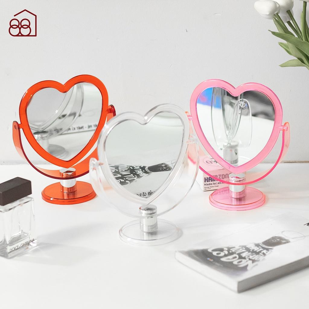 Gương Để Bàn Trang Điểm Hình Trái Tim Phong Cách Hàn Quốc Xinh Xắn