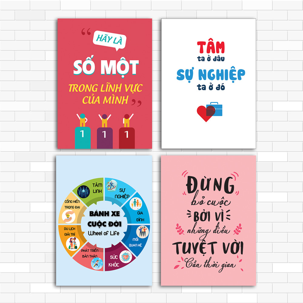 ComBO Tranh Cổ Động Văn Phòng, Vải Canvas Căng khung gỗ, nhiều size , nhiều Mẫu lựa chọn