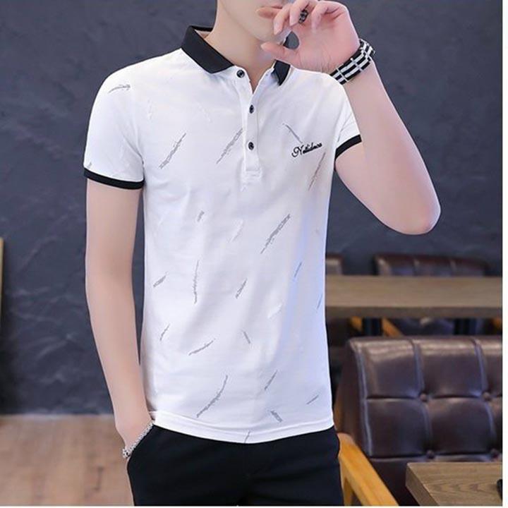 Áo thun nam có cổ tay ngắn chất vải thun cotton co giãn thoáng mát - mkt21