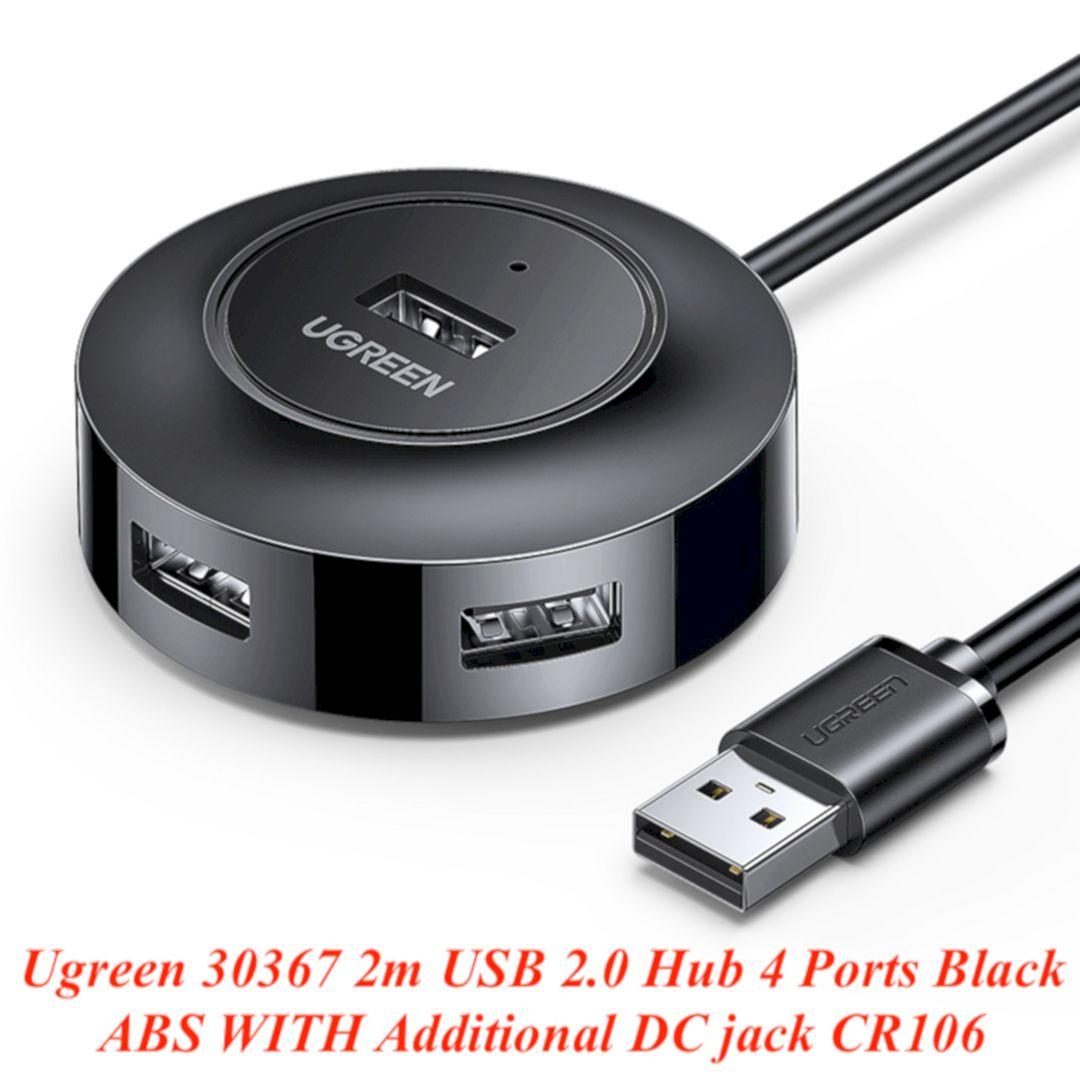 Ugreen UG30367CR106TK 2M Màu Đen Bộ chia Hub USB 2.0 sang 4 cổng USB 2.0 có đèn LED, có cổng cấp nguồn Micro USB 5V - HÀNG CHÍNH HÃNG