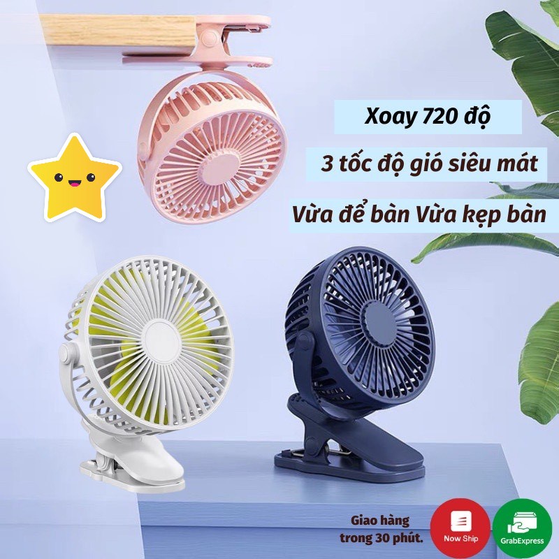 Quạt Mini Tích Điện Kẹp Bàn F168 (Tặng cáp OTG kết nối điện thoại Androi)