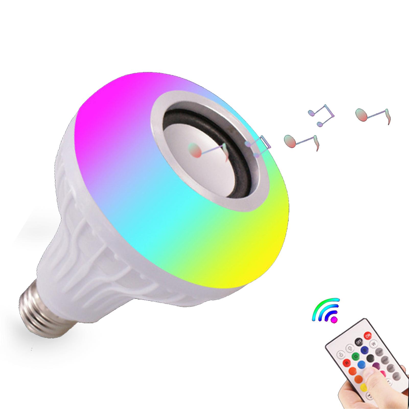 Bóng đèn âm nhạc thông minh LED E27, thay đổi 13 màu sắc, điều khiển từ xa, 4 chế độ, bluetooth 4.0