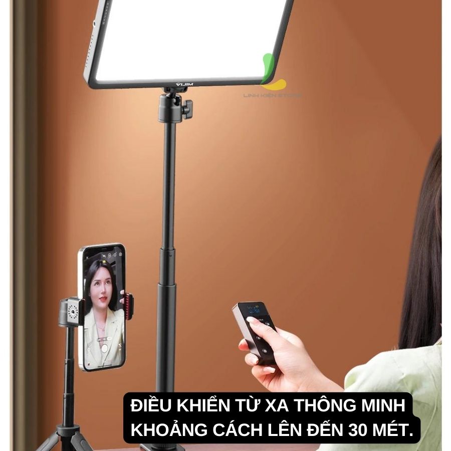 Đèn trợ sáng VIJIM K22 - Bộ đèn LED Key Light kèm Remote điều khiển từ xa thông minh và giá đỡ chữ C kẹp bàn