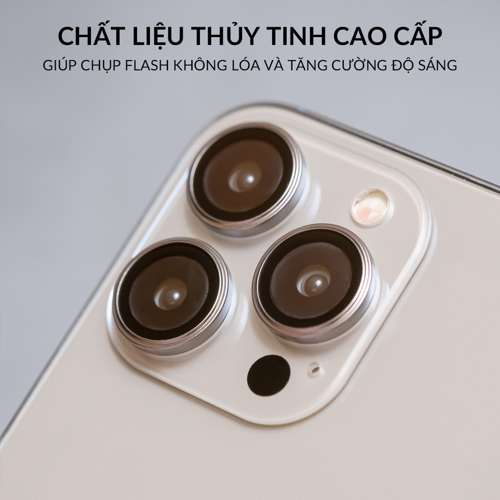 Bộ vòng kính cường lực viền kim loại bảo vệ camera cho iPhone 15 Pro / 15 Pro Max / 15 Plus / iP 15 hiệu HOTCASE Kuzoom AR-LENS độ cứng 9H, chống trầy xước, giữ nguyên chất lượng ảnh chụp - Hàng nhập khẩu