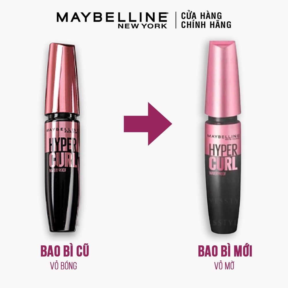 [MAYBELLINE NEW YORK] Mascara Dài Và Cong Mi Hyper Curl Waterproof Chuốt Mi Đen 9.2ml