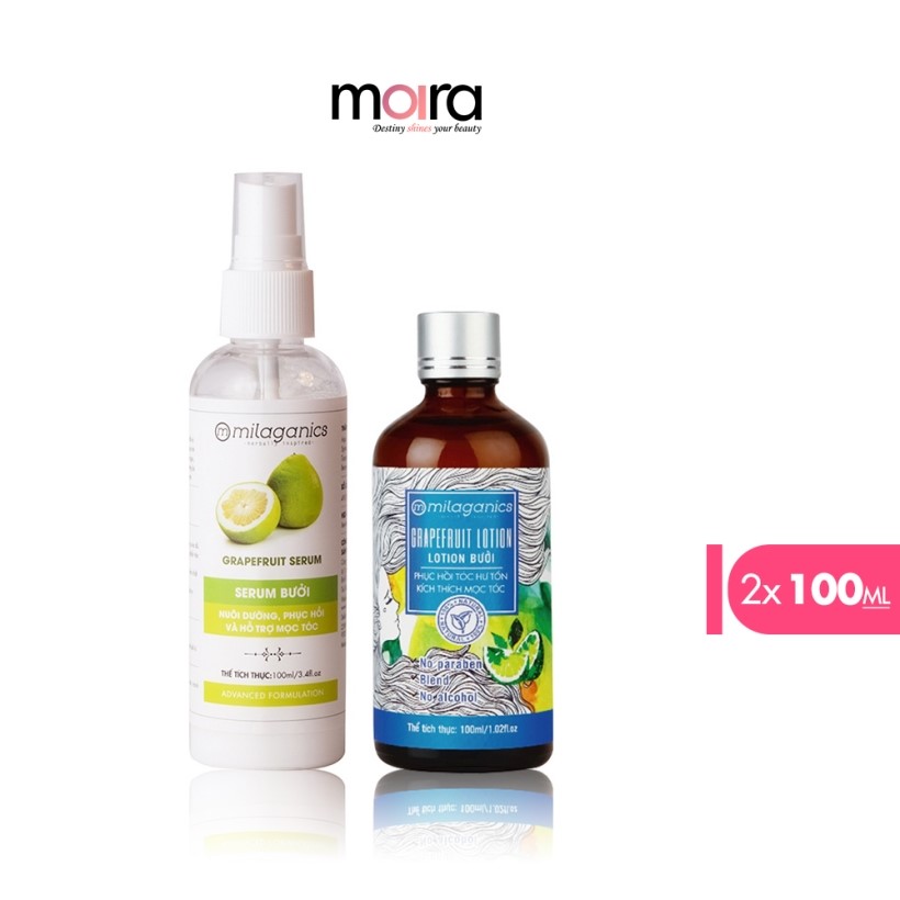 Bộ Đôi Dưỡng Chất Kích Thích Mọc Tóc MILAGANICS (Lotion Bưởi 100ml + Serum Bưởi 100ml)