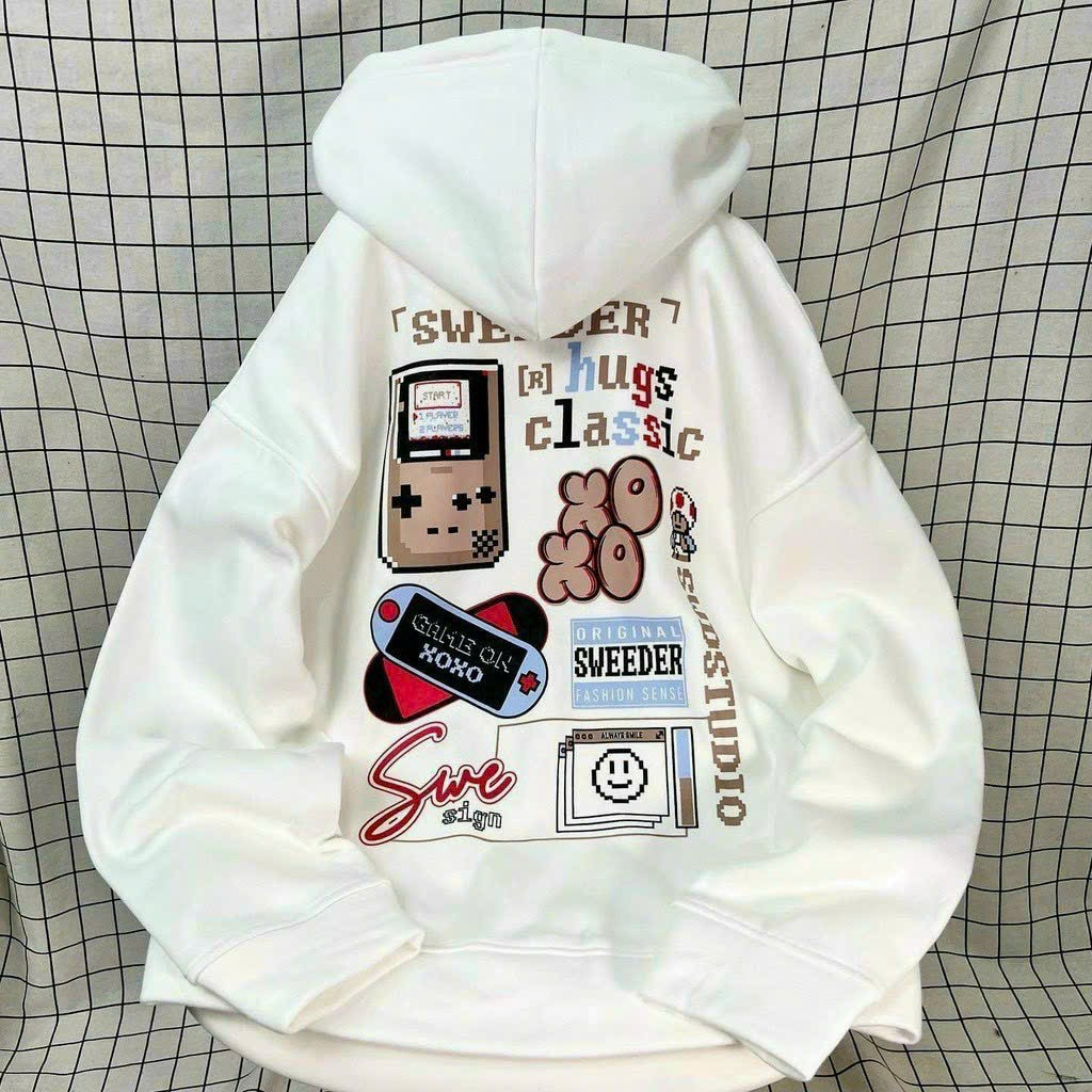 Áo khoác in GAME XOXO nón 2 lớp vải chính form 70kg