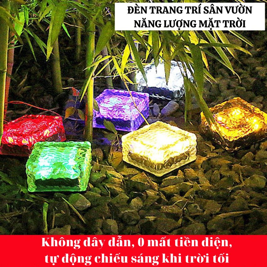 Đèn LED Năng Lượng Mặt Trời Hình Đá Viên Gạch Pha Lê Chống Thấm Nước Trang Trí Lối Đi Ngoài Trời