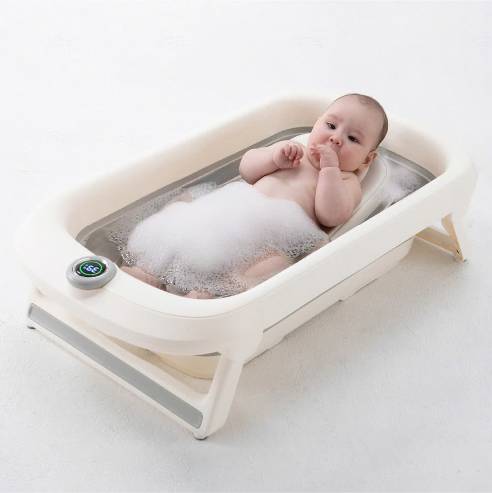 THAU TẮM CHO BÉ GẤP GỌN CÓ CẢM BIẾN NHIỆT ĐỘ NƯỚC KUKU PLUS - KU1160 - MÀU
