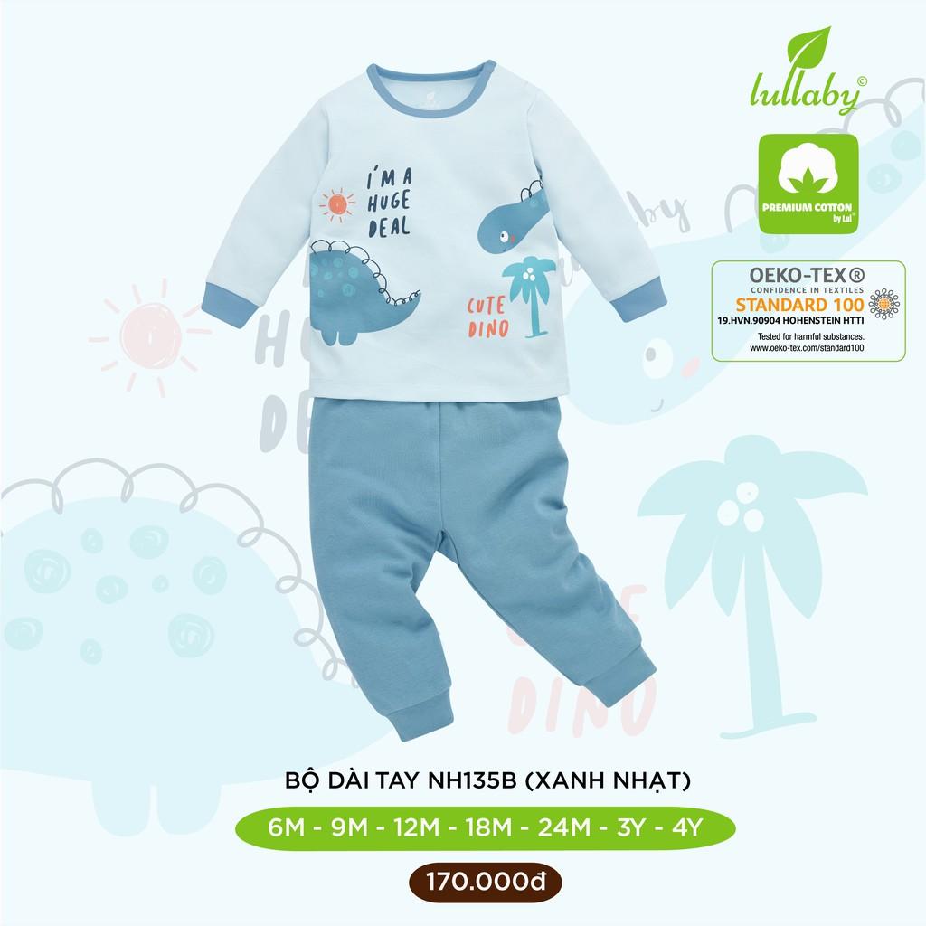 Bộ quần áo dài tay cotton Lullaby cao cấp, bộ quần áo bé trai, bé gái in hình dễ thương