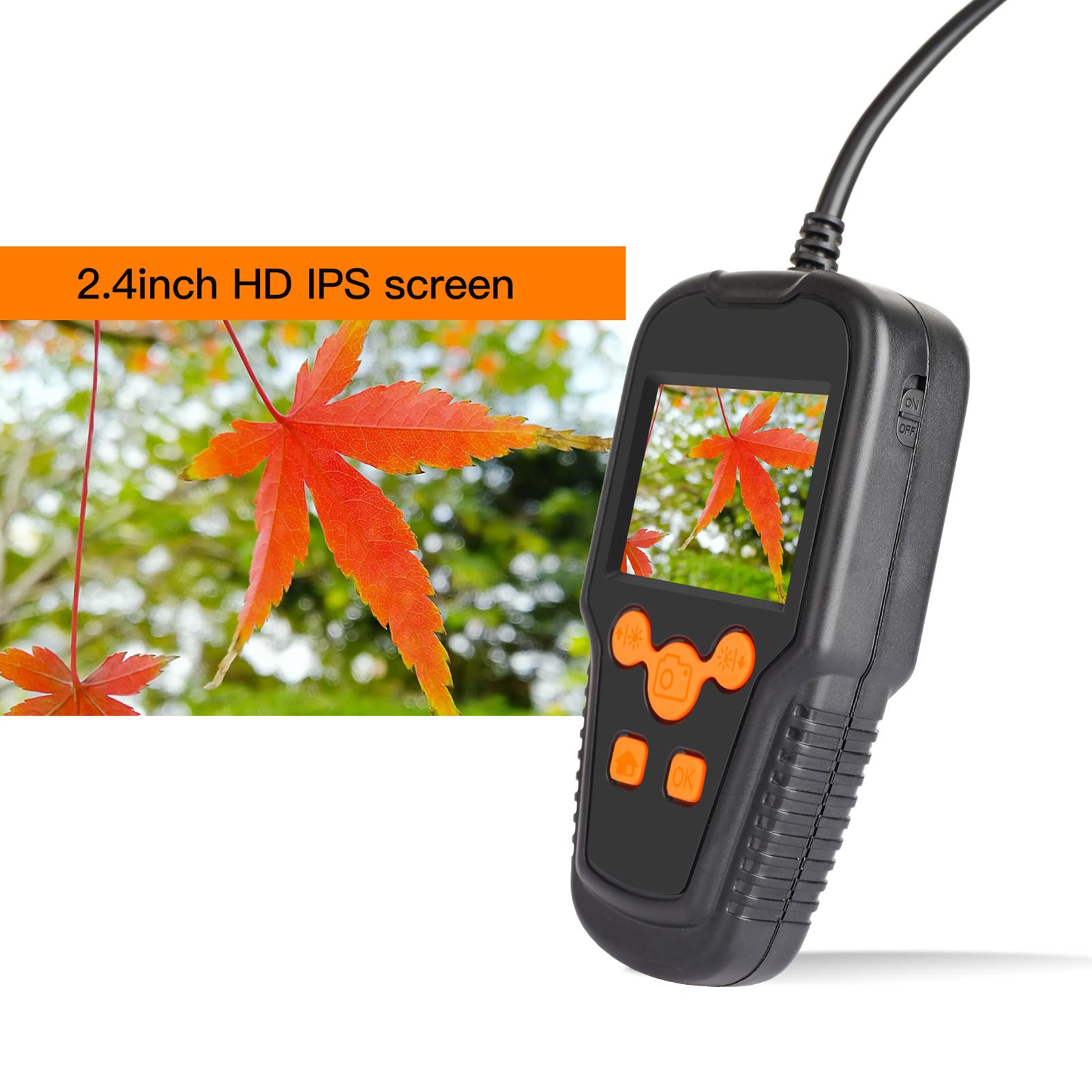 Endoscope Camera 2.4 Inches LCD Screen 1080P High Definition 8mm Lens IP68 Handheld Endoscope Industrial Home Digital