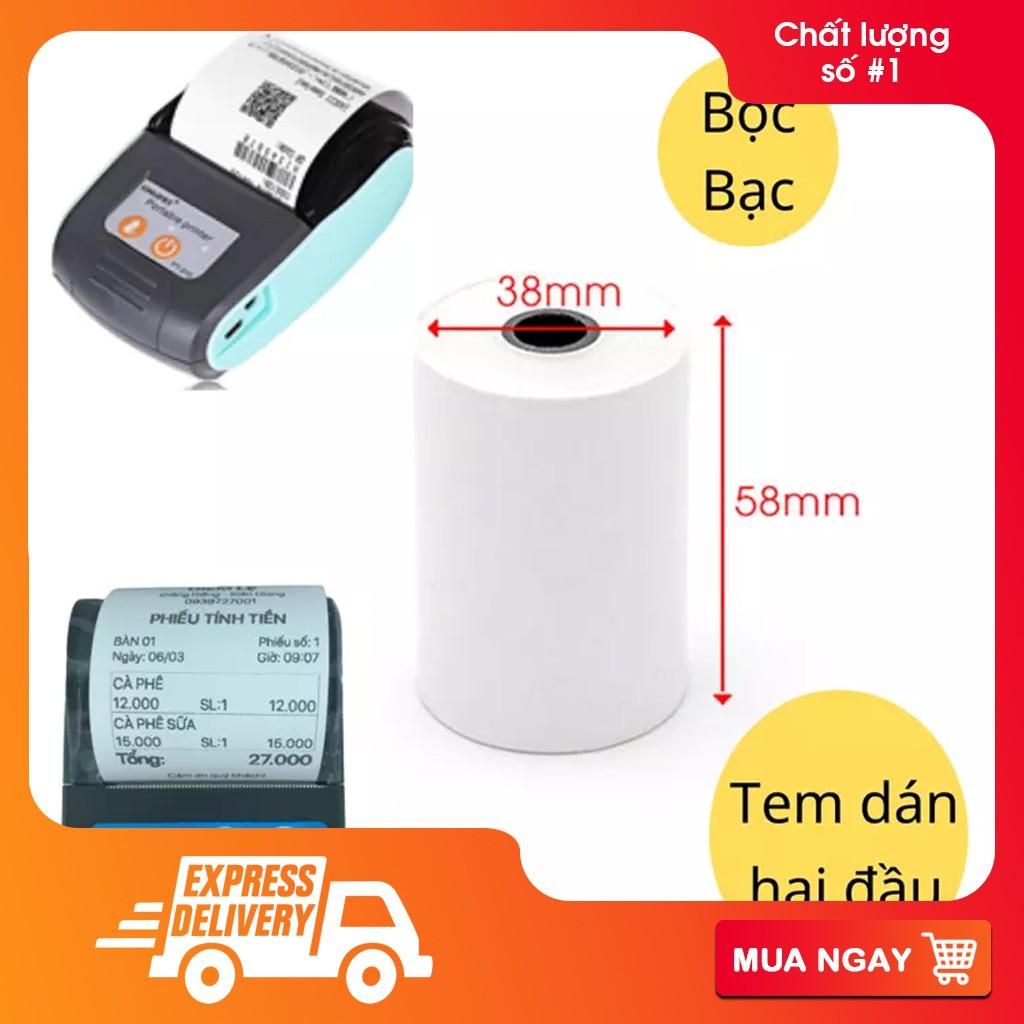 Giấy in hóa đơn máy pos ngân hàng, máy in bluetooth khổ K57 phi 38mm