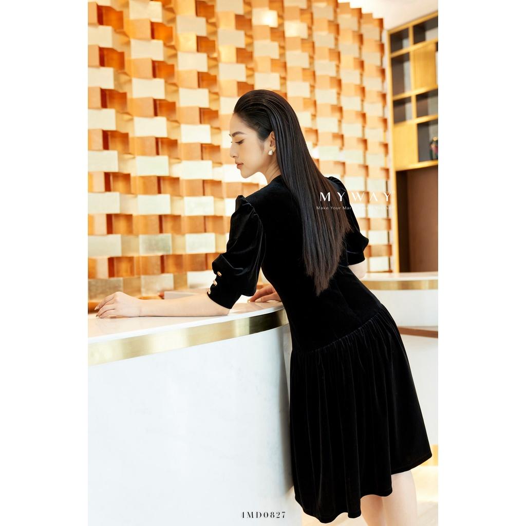 Đầm Nhung Nữ MY WAY Tay Lỡ Bồng Sang Trọng 4MD0827
