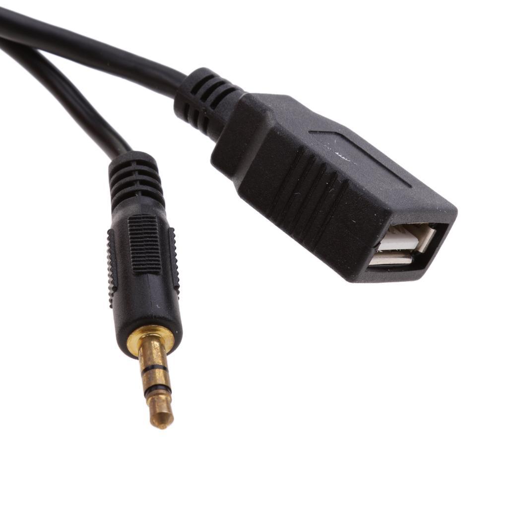 Car USB 3.5mm MP3 Player Interface Adapter AUX Input For