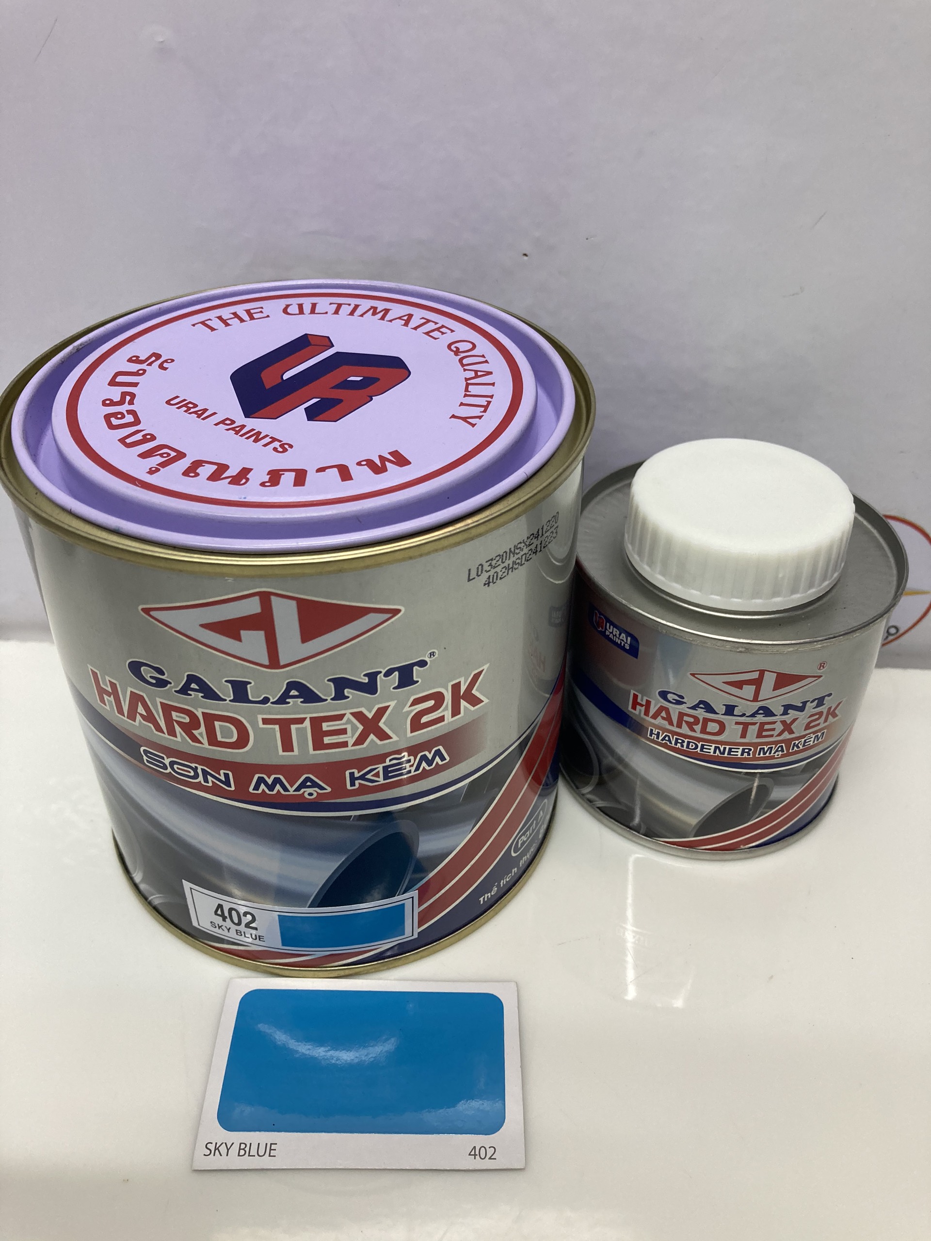 Sơn sắt mạ kẽm không cần lót Galant Hard Tex 2K Sky Blue 402 1L/bộ