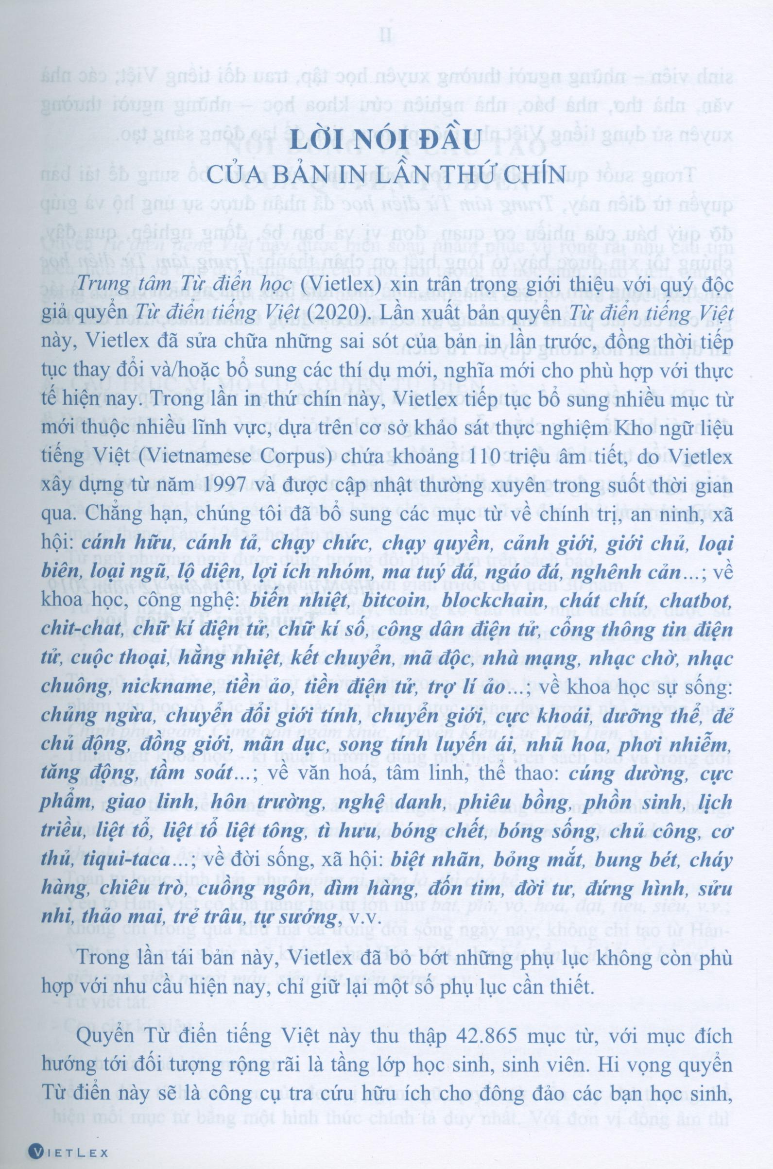 Từ Điển Tiếng Việt (In lần thứ chín - bổ sung từ mới, nghĩa mới)