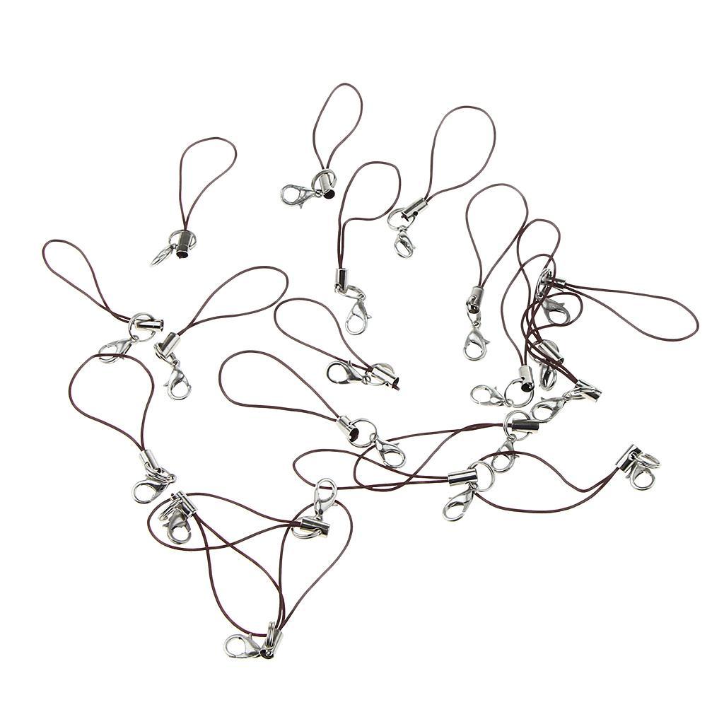 2X 20pcs DIY Mobile Cellphone Keychain Lanyard Charms DIY Rope Coffee