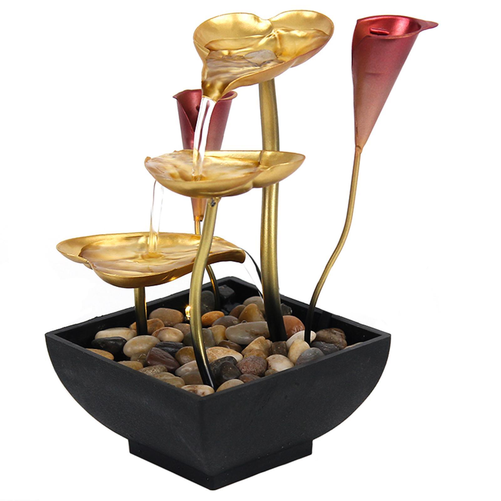 Tabletop Water Fountain Waterfall Desktop Warm Light for Indoor Bedroom Home