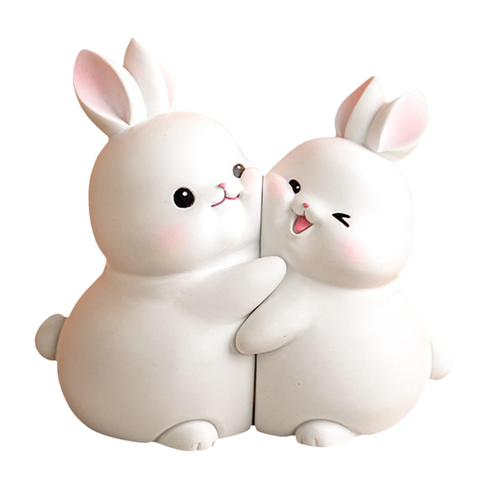 Rabbit Bookend Resin Animal Figurines Book Stand Holder for Cabinet Ornament