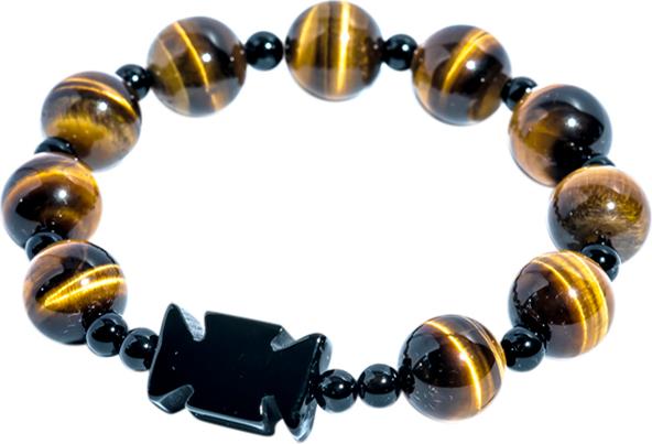 Vòng Chuỗi Mân Côi Đá Mắt Hổ Vàng Mix Mã Não Đen Vietgemstones - VCMCTIGY03