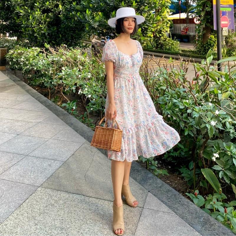 Đầm dáng xoè tơ hoa thêu - AUDREY STUDIO