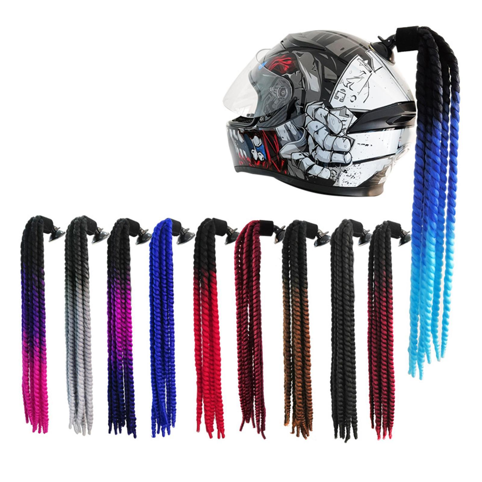 Helmet Pigtails Gradient Ramp Helmet Braids Ponytail Helmet Hair for Motorbike Motorcycle Helmet Braids Hair Tails