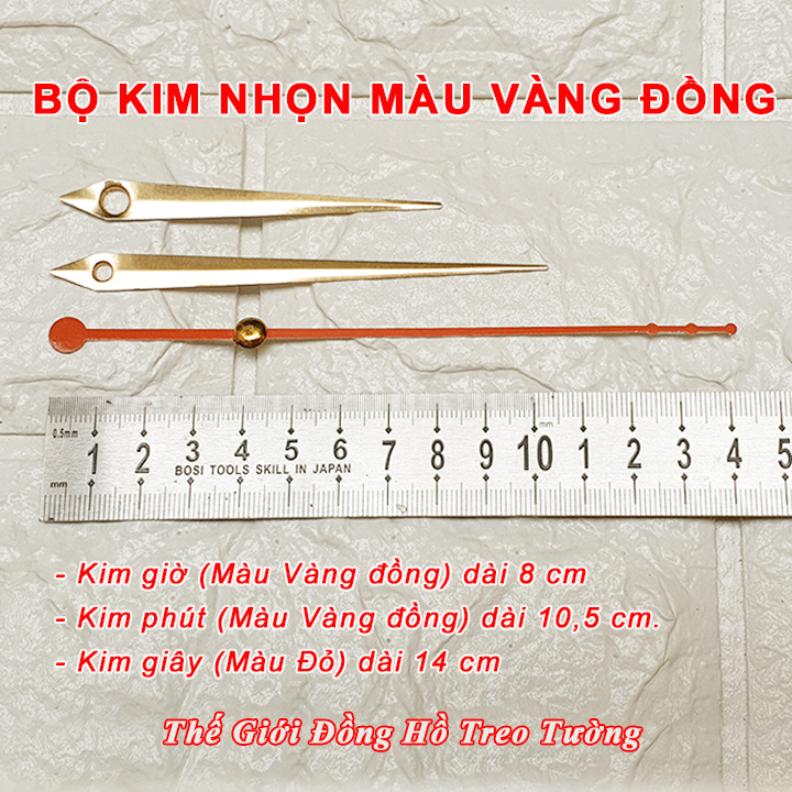 Máy Đồng Hồ Eastar Kim Trôi Cao Cấp + Bộ Kim Đao (Kim Nhọn) Màu Vàng Đồng và Kèm theo 1 Pin Tiểu AA