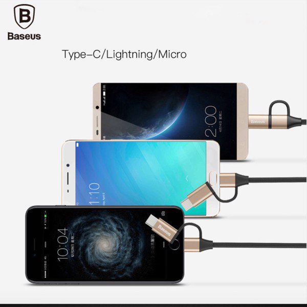 Dây cáp sạc và đồng bộ đa năng 5 in 1 Type-C - Lightning - Micro USB - Type-C OTG Baseus Multifunctional hỗ trợ sạc nhanh 2A, dài 1M, hỗ trợ mọi thiết bị điện thoại, máy tính bảng, Macbook - hàng chính hãng