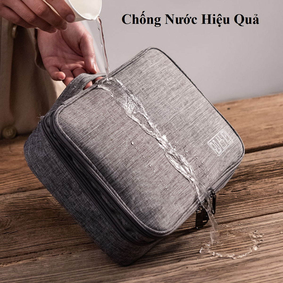 Túi đựng phụ kiện điện thoại 2 ngăn lớn vải Oxford cải tiến kích thước 27cm nhiều ngăn chống nước, chống sốc - Hàng chính hãng D Danido